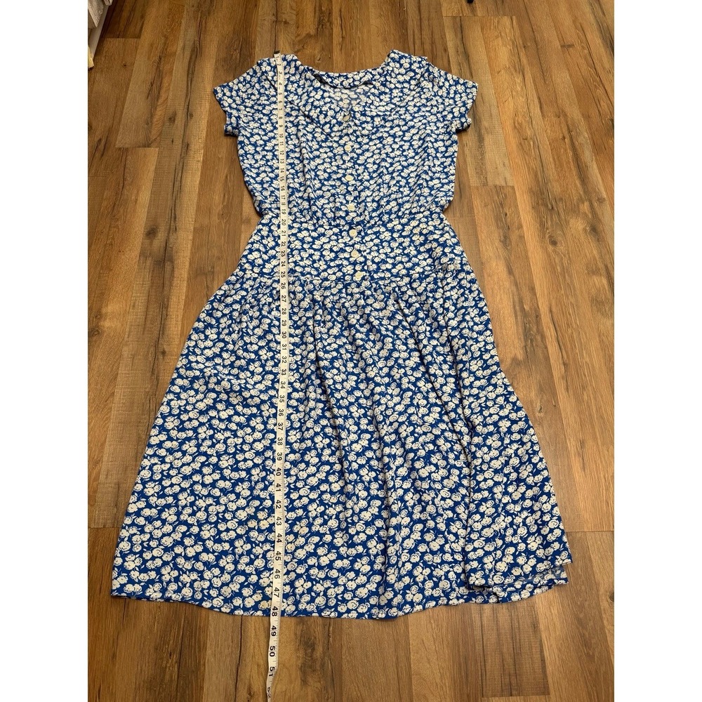 Vintage Maggy London‎ by Jeannene Booher Blue Floral Midi Dress Size 14 - Picture 6 of 7